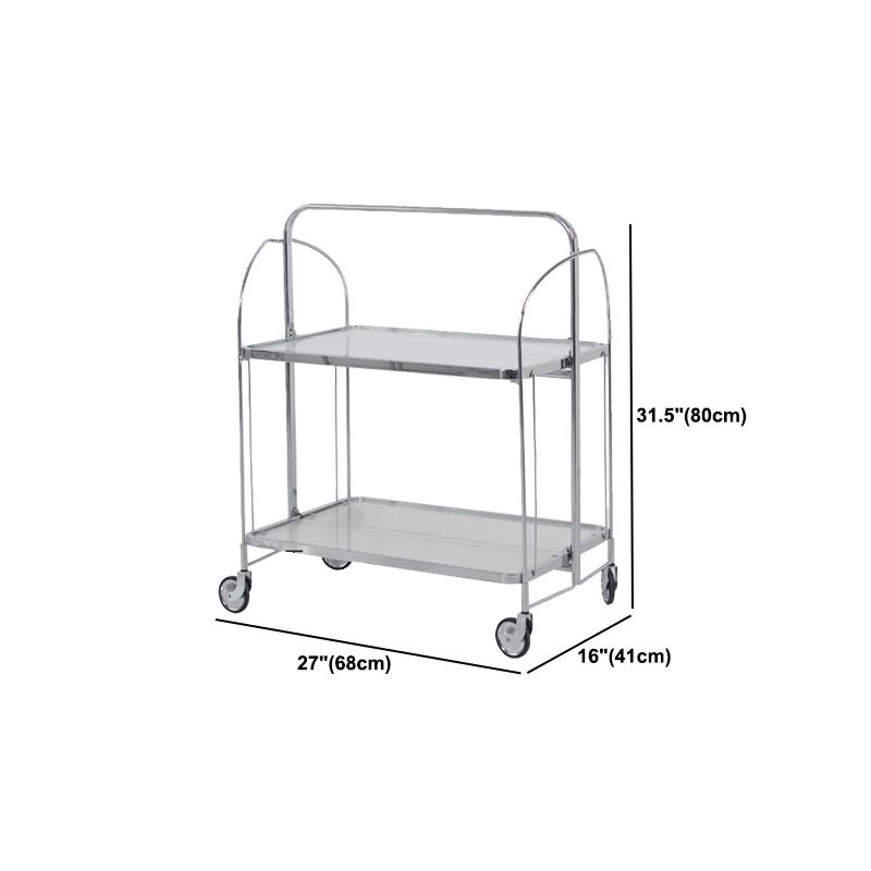 Contemporary Glass Top Corner Table with Shelf, Rectangular Side Table