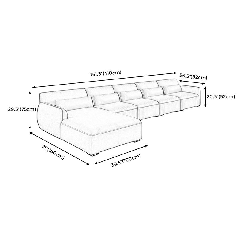 Scandinavian Tan Faux Leather Straight Arm Sofa/Sectionals with Stain-Resistant