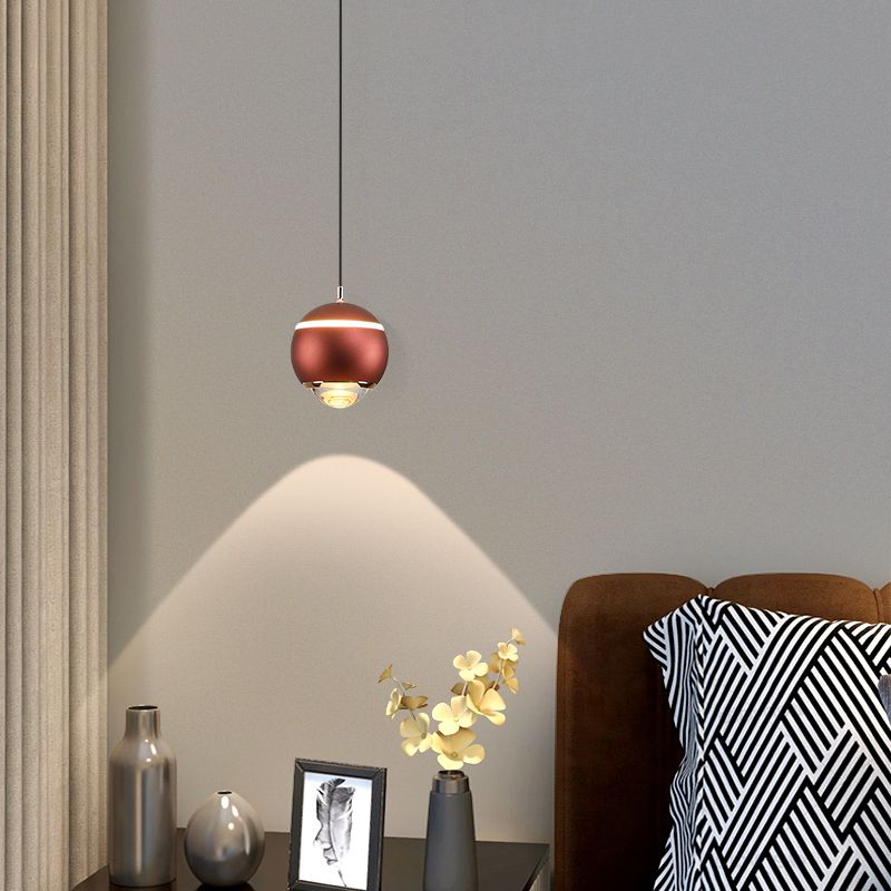 Postmodern Aluminum Pendant Light Globe LED Hanging Pendant for Bedroom