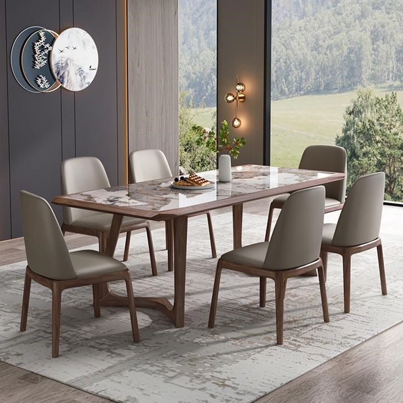 Designer Style 1/4/5/7 Pieces Dining Set Sintered Stone Dining Table with Leather Chairs