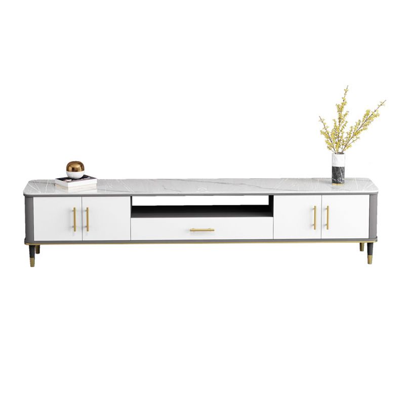 Glam Media Console TV Stand Stone TV Stand Console with Drawer