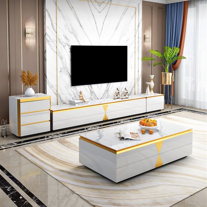 Enclosed Storage TV Media Console Glam TV Stand for Living Room