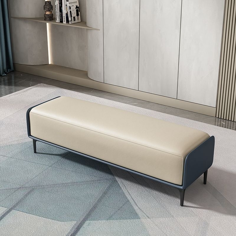 Contemporary Upholstered Bench Rectangle Bedroom Accent Bench with Black Legs