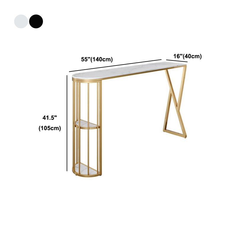 Nordic Style Rectangle Bar Counter Table Sintered Stone Dining Table with Metal Legs