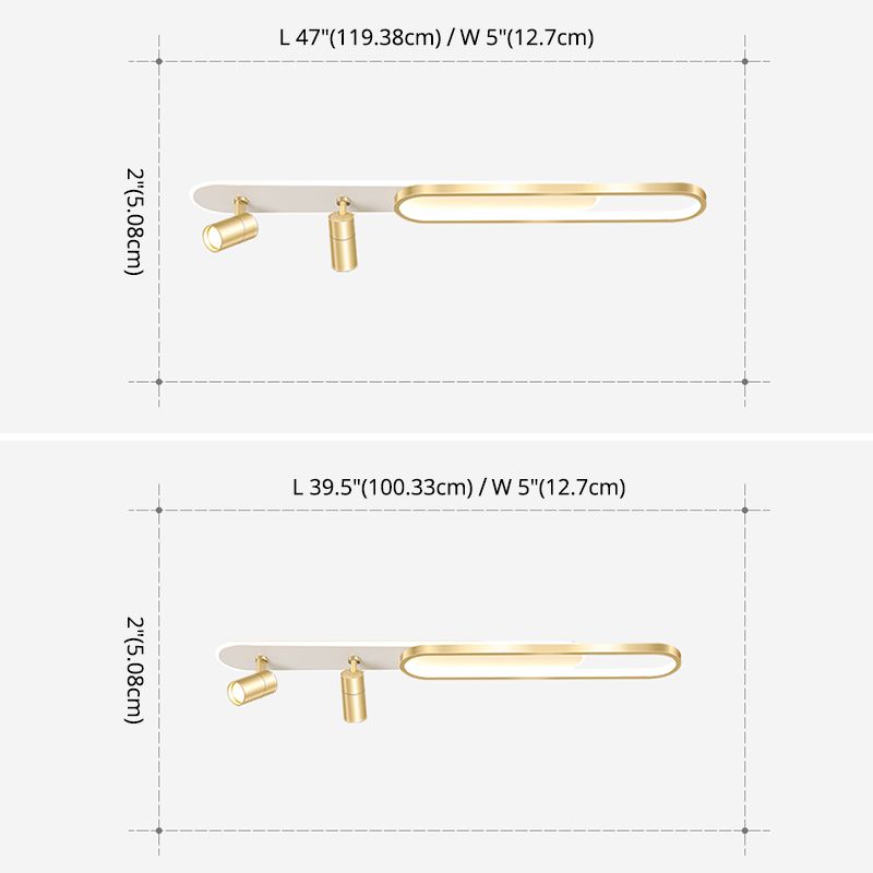 Montaje LED LED oblongo de 2 luces en el moderno estilo conciso de hierro forjado para el techo de hierro forjado para el caplador