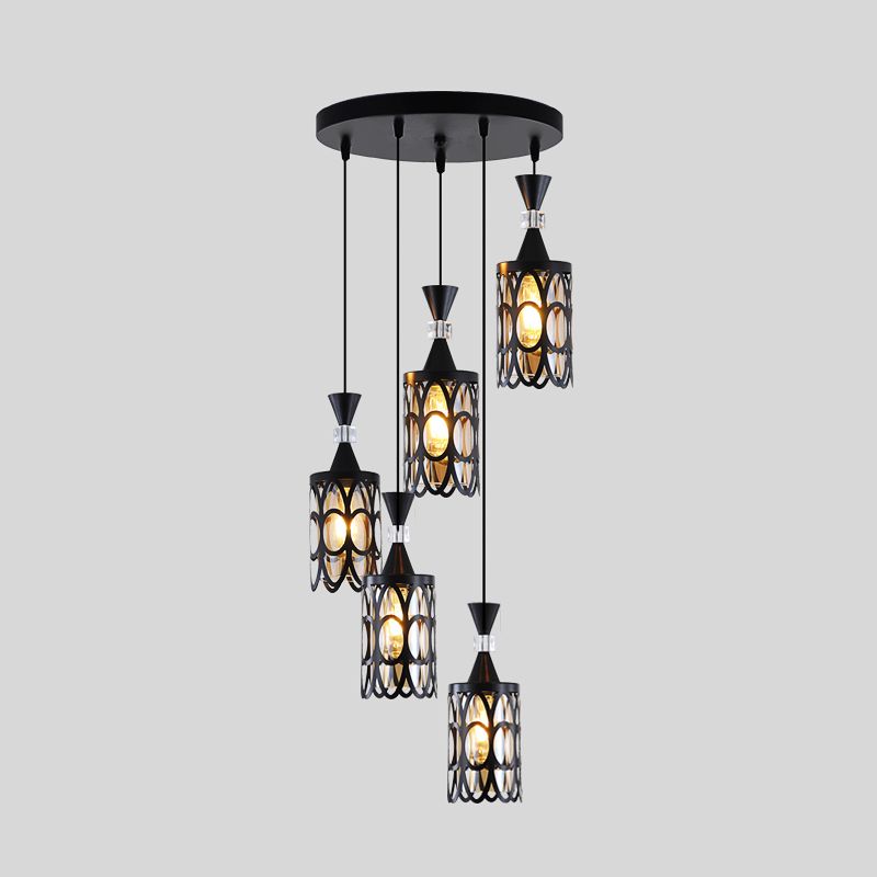 Cutouts Glass Suspension Light Fixture Modern Black Pendant Light for Dining Room