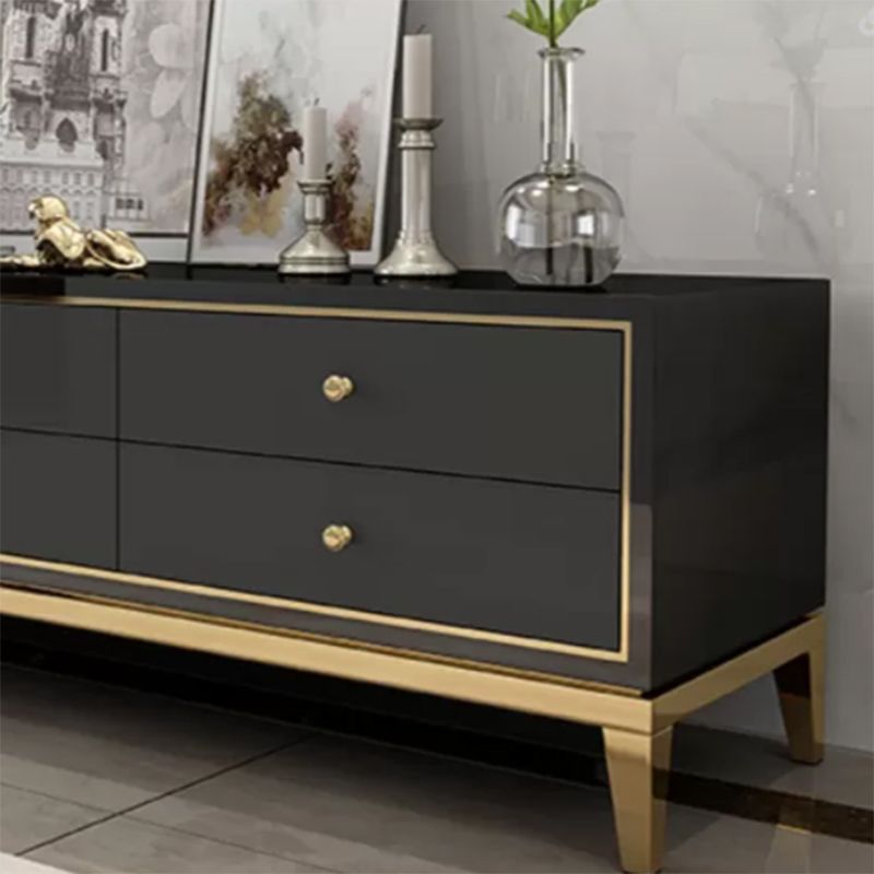 Glass Media Console Glam Media Console TV Stand with Drawers