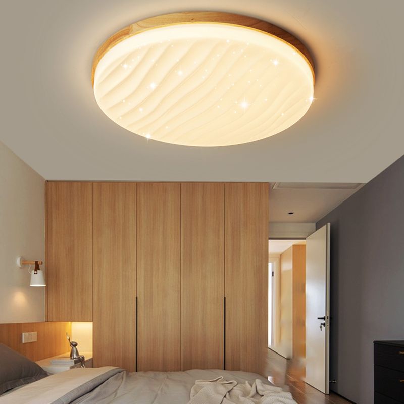 Contemporary Flush Light Wooden LED Ceiling Lighting for Bedroom