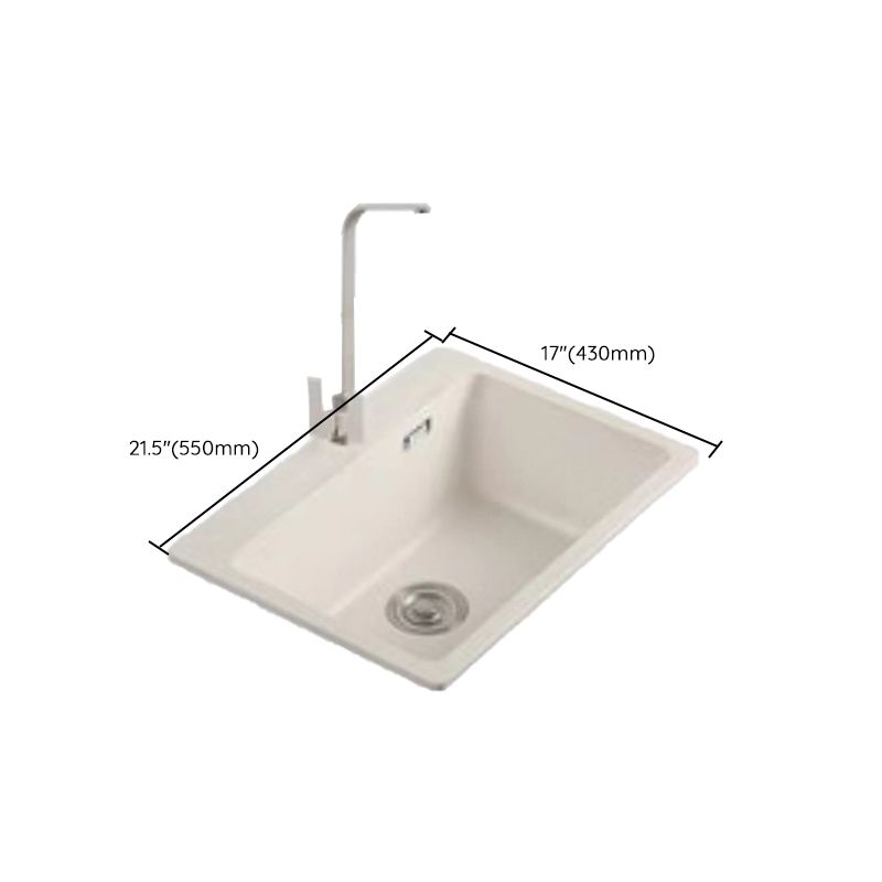 Modern Style Kitchen Sink Overflow Hole Design Drop-In Quartz Kitchen Sink in Beige