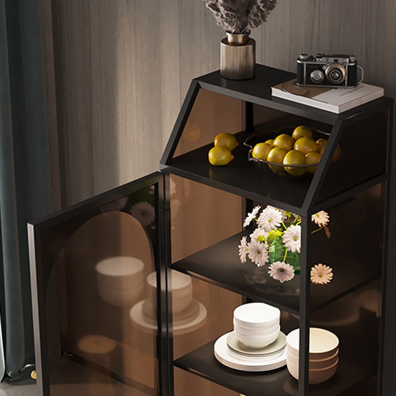 Modern Glass Door Storage Cabinet Multi-shelf Display Buffet Cabinet for Dining Room