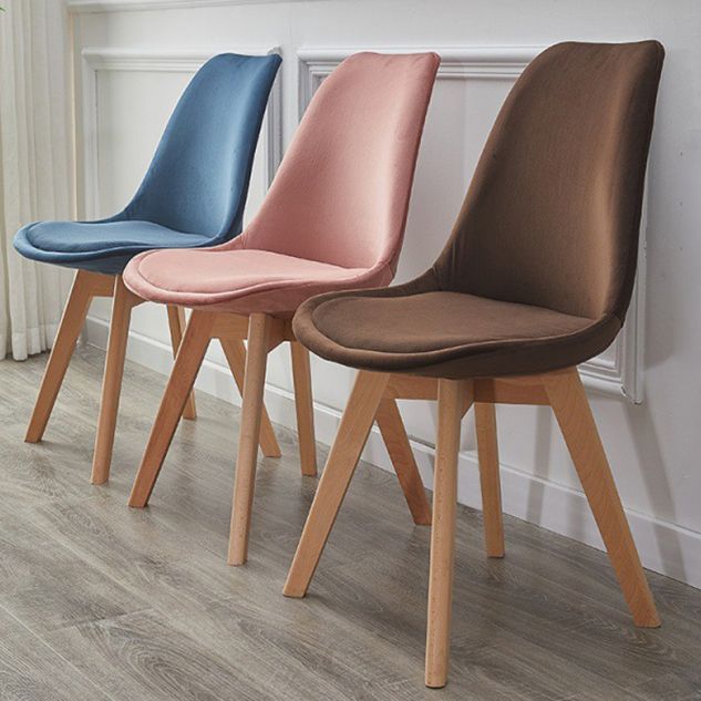 Modern Style Chairs Kitchen Armless Side Chair with Wooden Legs