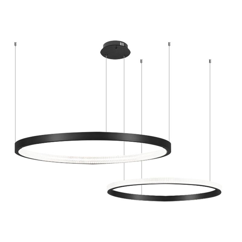 Round Shape Chandelier Lights Modern Metal 2 Light Chandelier Lighting Fixtures in Black