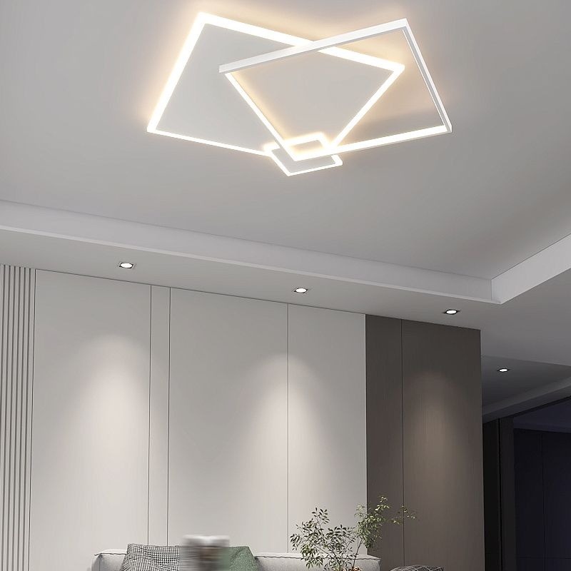 Square 3 - Light LED Ceiling Mount in Matte White Iron and Acrylic Flush