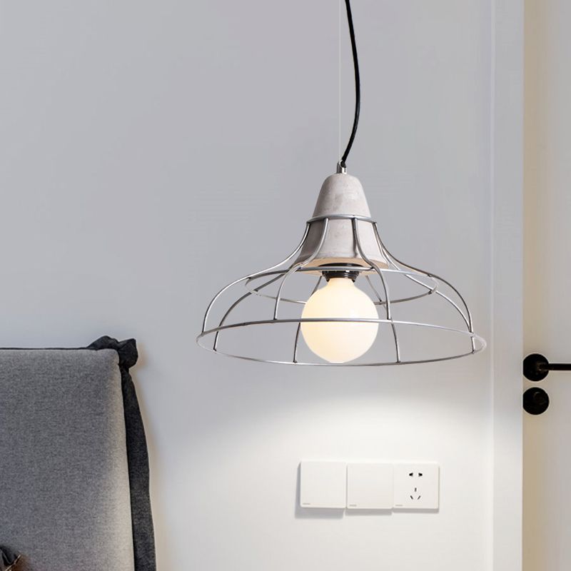 1 kop IJzeren Hanglamp Lichtarmatuur Industriële zilveren cilinder/Dome/Arc Cage Coffee House Cement Cement Lamp