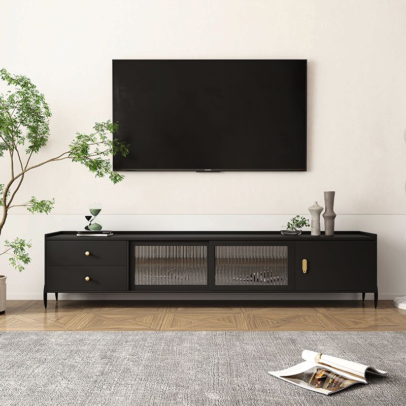 Industrial Rubber Wood TV Stand Enclosed Storage TV Media Console