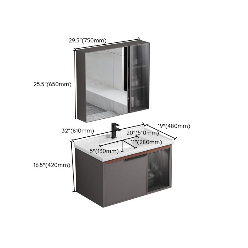 Modern Rectangular Bathroom Vanity Metal Frame Single-Sink Sink Vanity