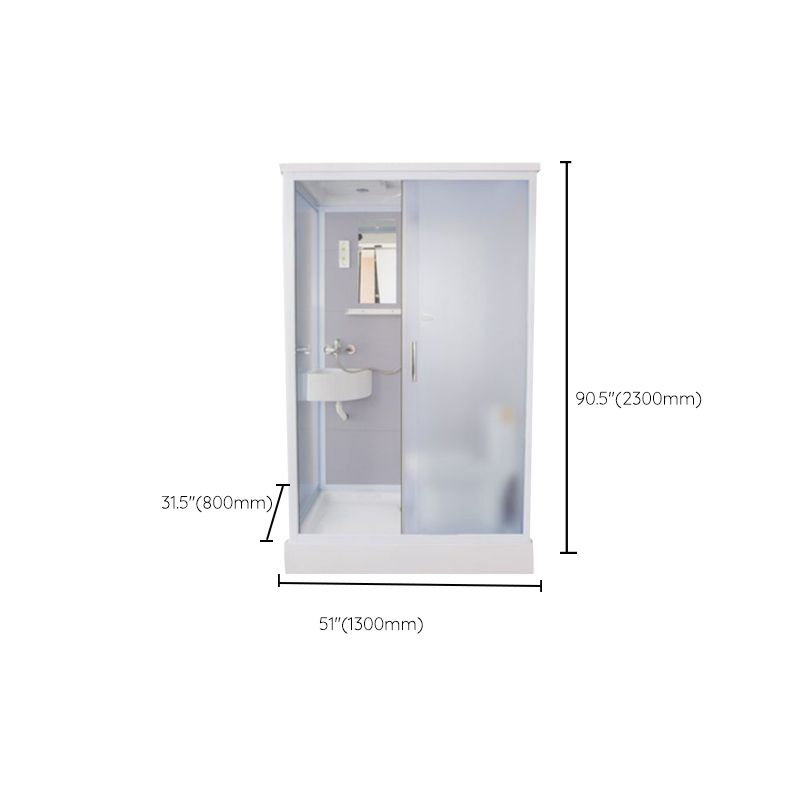 Clear Rectangle Shower Stall Modern Single Sliding Shower Stall