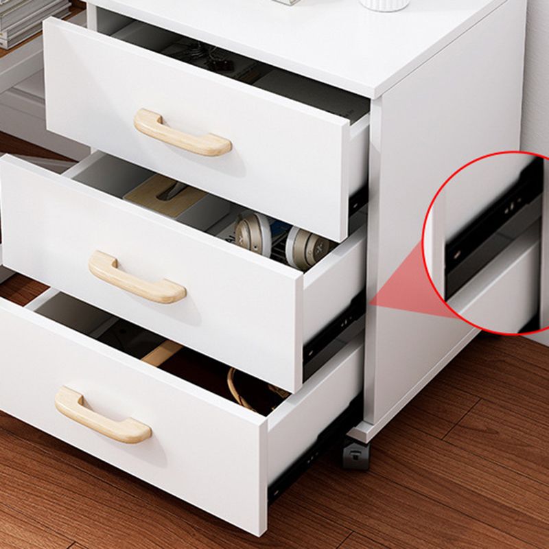 Contemporary Vertical Solid Color Drawers Castors Wood File Cabinet for Home Office