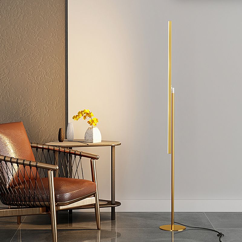 Lever Shaped Linear Floor Lamp Simple Metal Living Room LED Standing Light