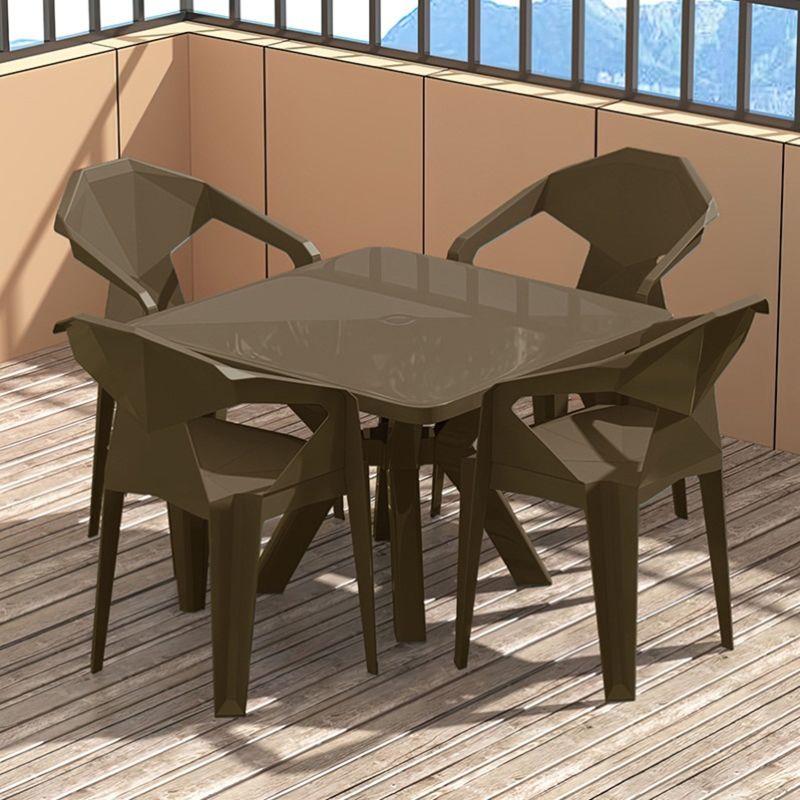 Contemporary Water Resistant Patio Table Plastic with Umbrella Hole