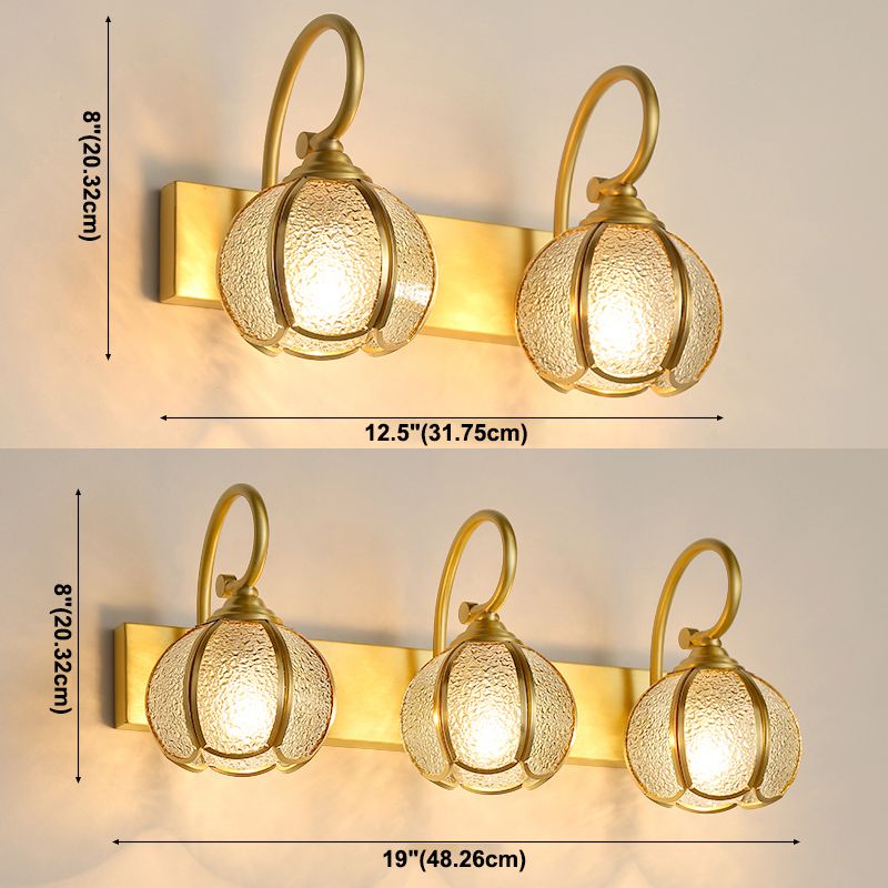 Brass LED Wall Light Vanity Wall Light Fixtures for Powder Room Restroom