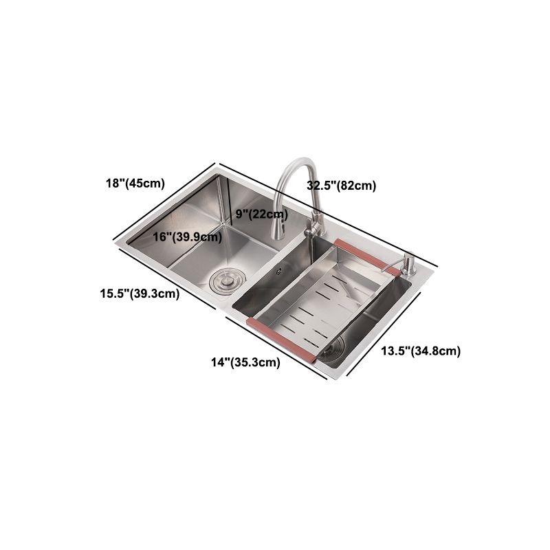 Stainless Steel Contemporary Sink for Kitchen Double Drop-In Kitchen Sink