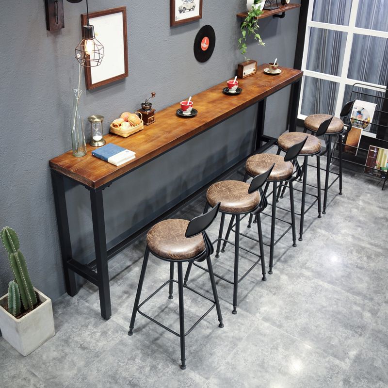 Industrial Bar Table Solid Wood Rectangle Pub Table for Indoor