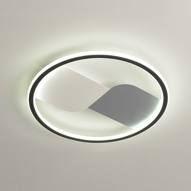 Modern Style Round Ceiling Light Metal 1 Light Ceiling Lamp for Bedroom in Black