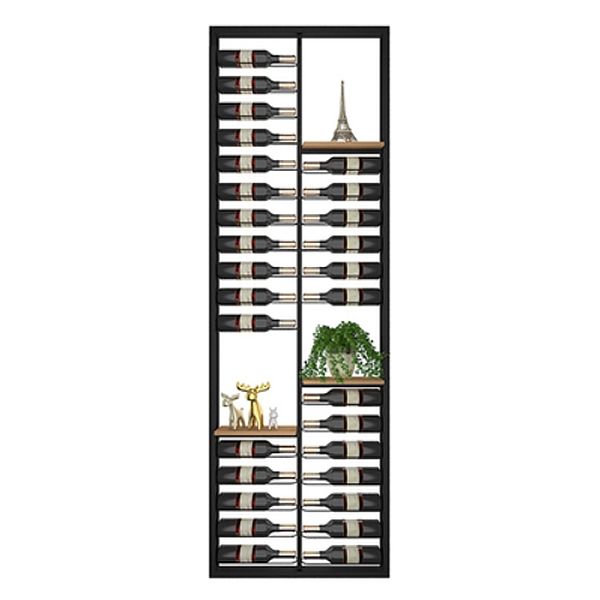 Metal Floor Bottle Wine Rack Modern Black Wine Holder with Shelf