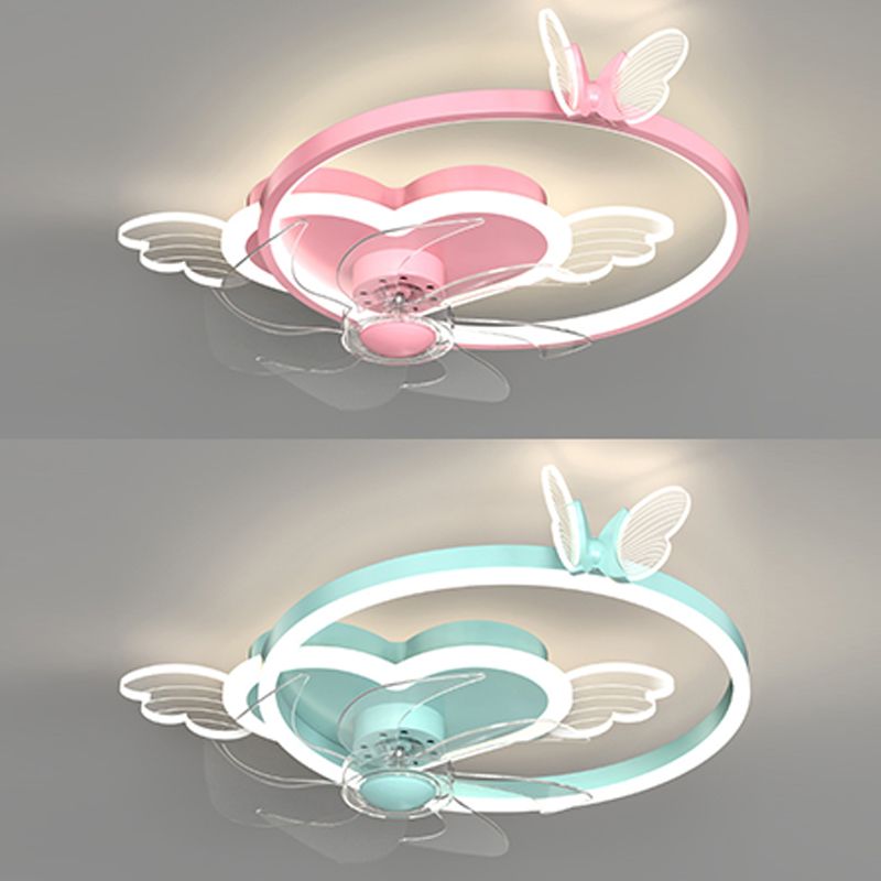 Chlidren Style Ceiling Fan Light LED Butterfly Ceiling Mount Light with Acrylic Shade