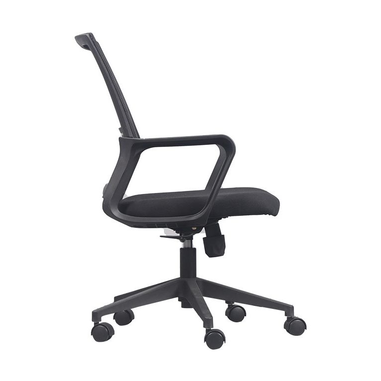 Fixed Arms Office Chair Microfiber Desk High Back Chair Wheels Lumbar Support