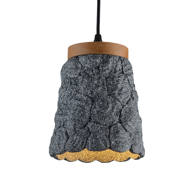 Cement Cup Pendant Light Fixture Antiqued 1-Light Restaurant Hanging Lamp Kit in Dark Grey/Light Grey/Bronze with Lumpy Design