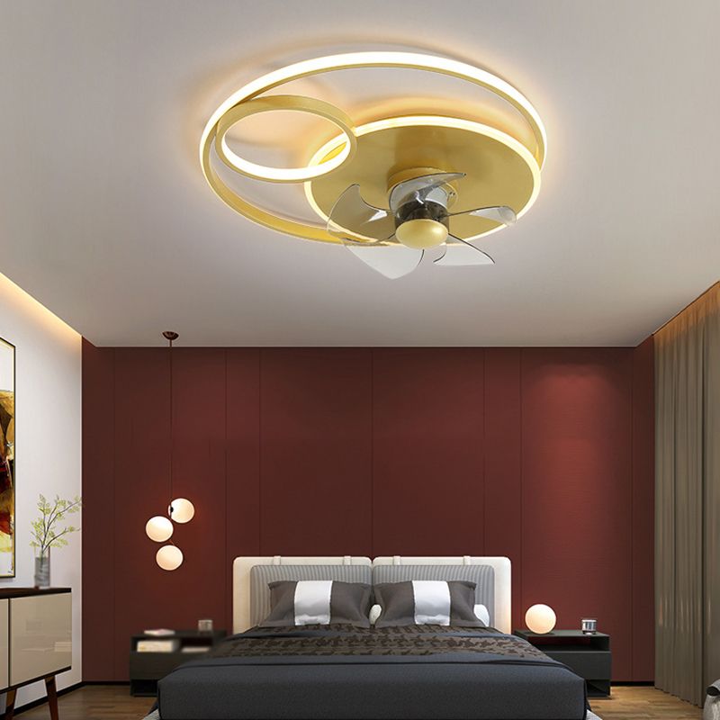 5-Blade Modern Ceiling Fan White/Golden LED Fan with Light for Home