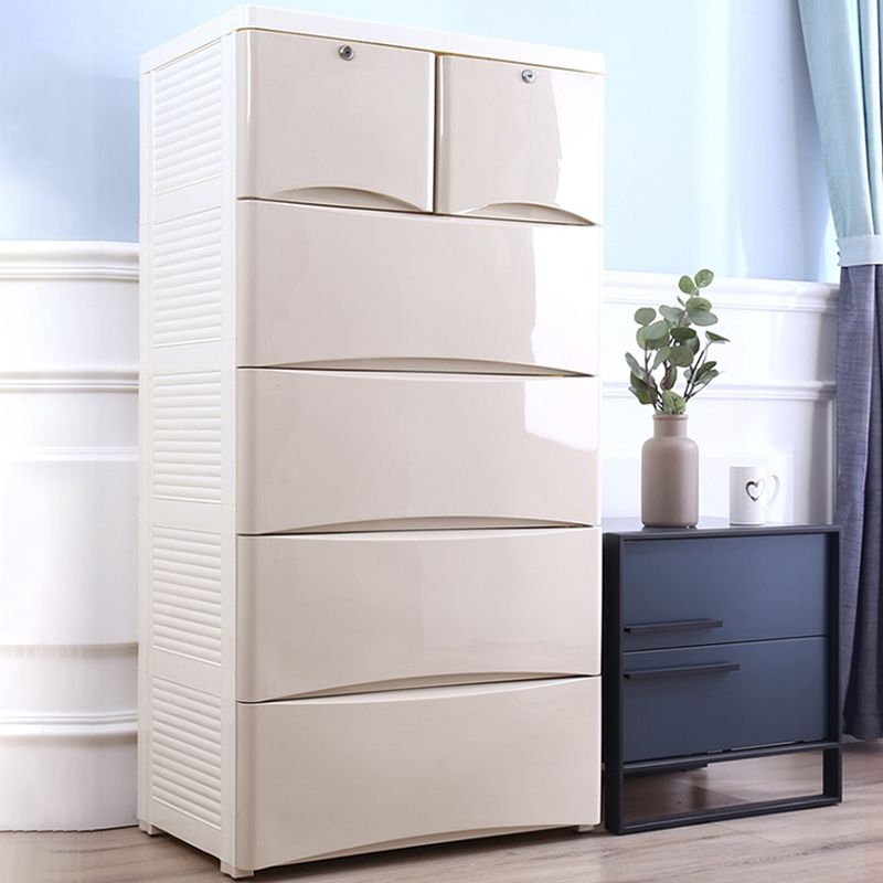 Nordic Vertical Kids Nightstand Plastic Nursery Dresser with 5/6 Drawers for Room