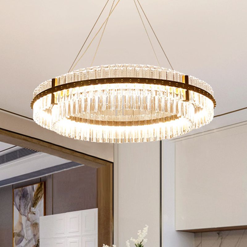 Loop Clear Crystal Chandelier Éclairage Minimaliste Minimaliste Pendante LED LED pour le salon