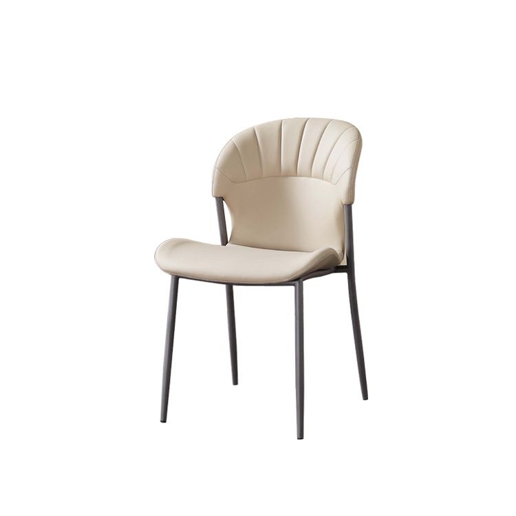 Contemporary Leather Dining Side Chairs for Home Armless Solid Back Chairs