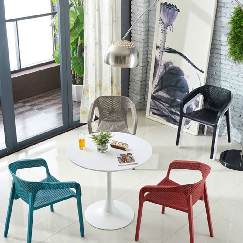 Contemporary Stackable Chair Dining Kitchen Arm Chairs with Plastic Legs