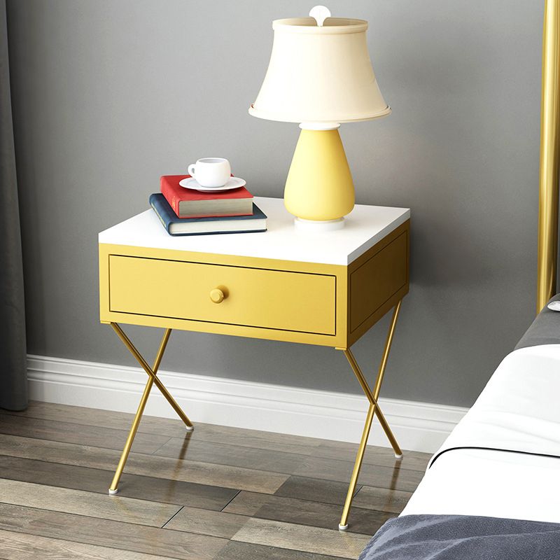 Glam 1 - Drawer Accent Table Nightstand Iron Bedside Cabinet