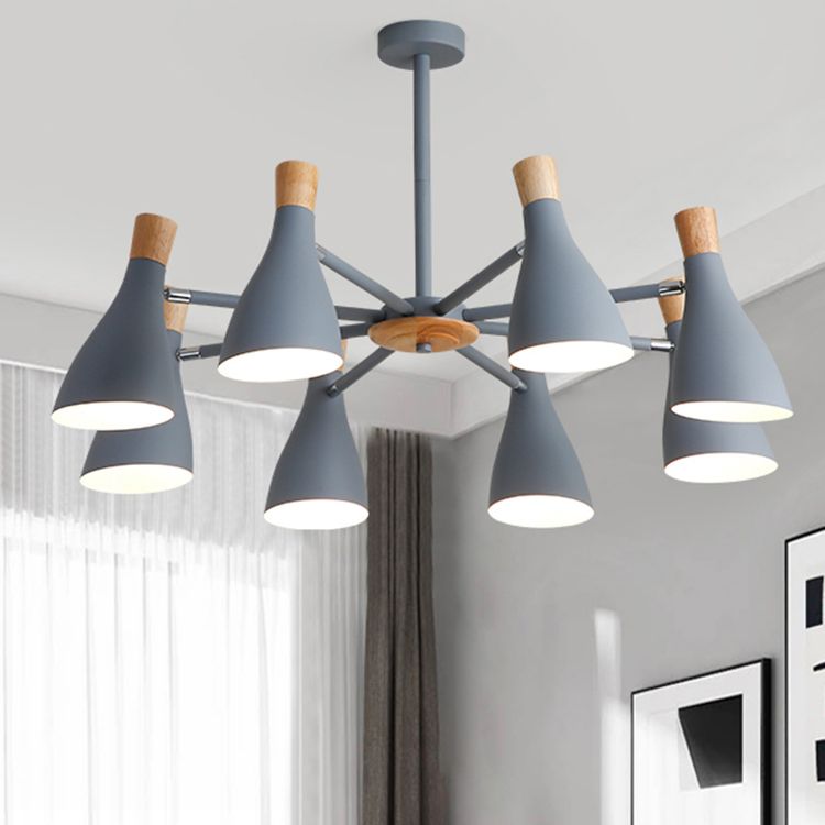 Multi Light Cone Branch Hanging Lights Modern Style Metal Hanging Lighting for Living Room
