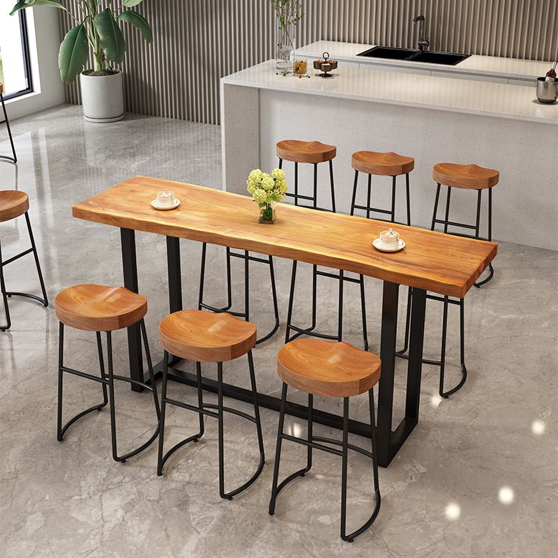 Rectangular Bar Height Table Black Metal Base Bar Table for Dining Room