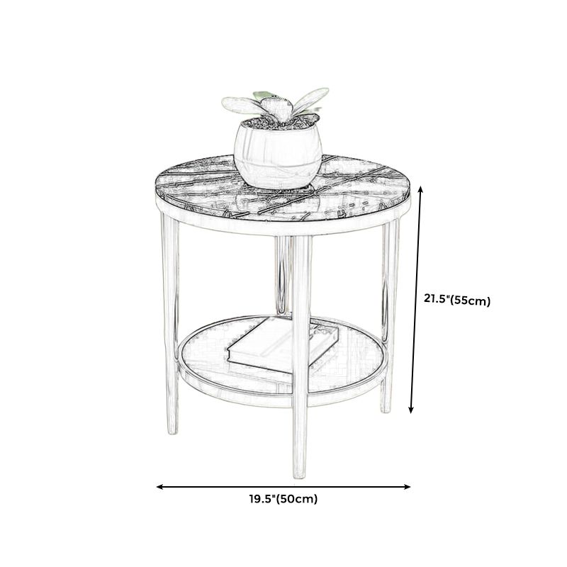 Contemporary Style Round Side End Table Metal Frame Side Table