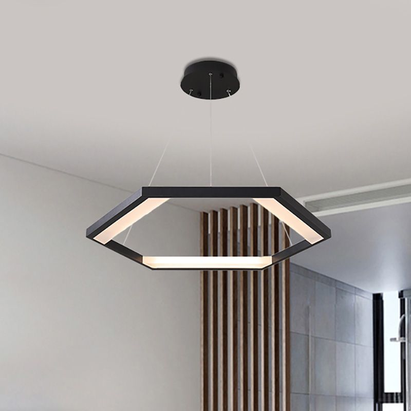 Hexagon Acrylique Chandelier Moderniste 1/2/3 Lights Black LED Plafond suspendu Light en blanc / lumière chaude