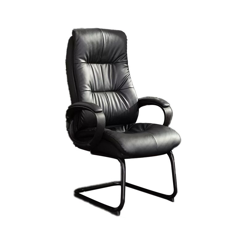 Fixed Arms Office Chair Leather No Distressing Ergonomic Desk Chair