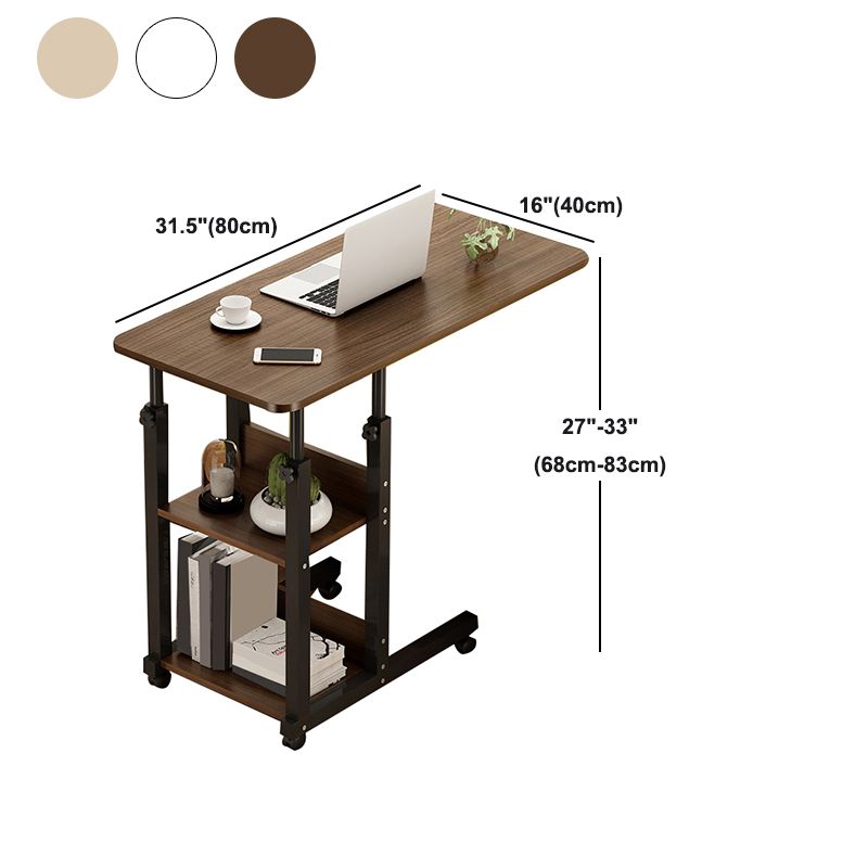 Modern Rectangular Writing Desk Wooden Adjustable Office Desk with Caster Wheels