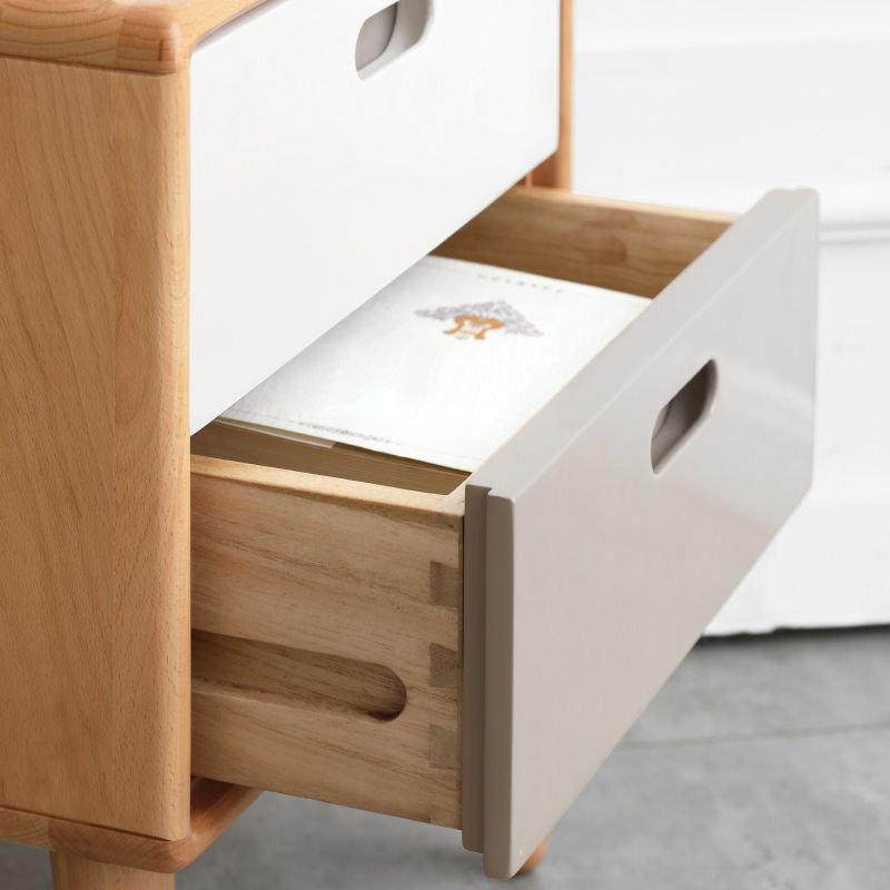 Modern & Contemporary Bedside Table for Nursery Solid Wood Nightstand Kids