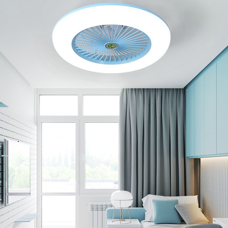 Lampada per ventola del soffitto a forma di tamburo nordico in metallo sala da pranzo semifulto con design scavato