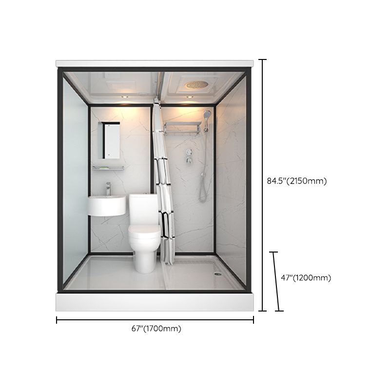 Bathroom Shower Stall Framed Single Sliding Rectangular Shower Enclosure