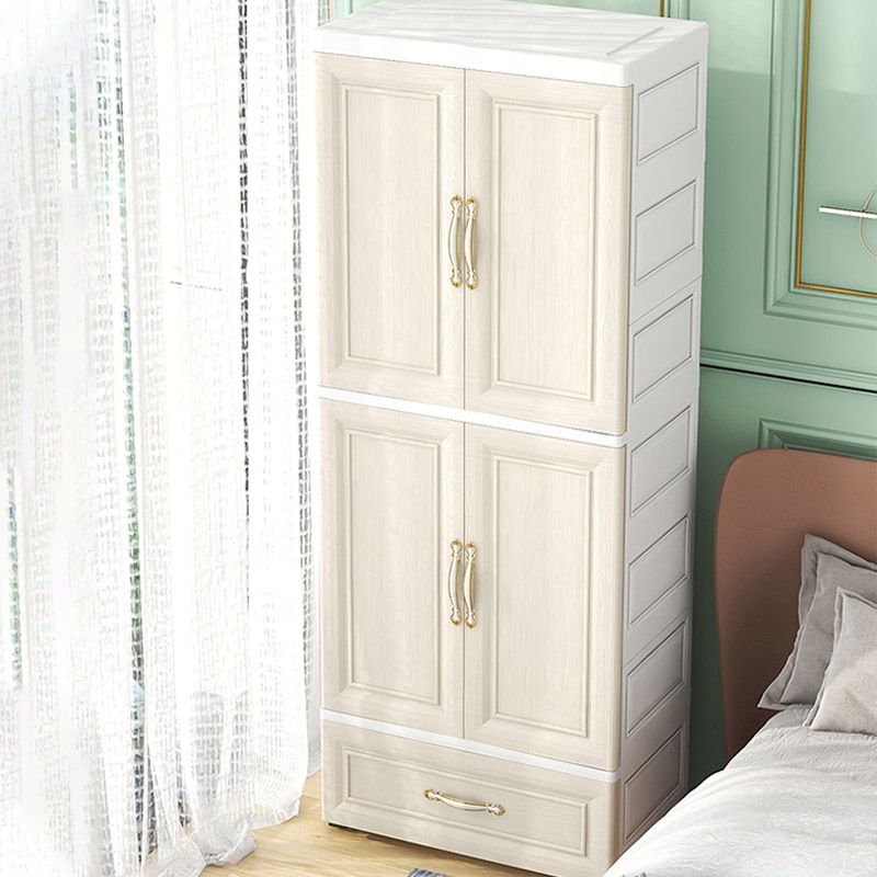 Contemporary Youth Armoire with Garment Rod Plastic Bedroom Armoire