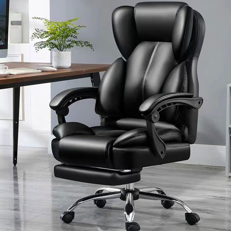 Modern Swivel Chair Adjustable Seat Height Faux Leather Office Chair with Wheels