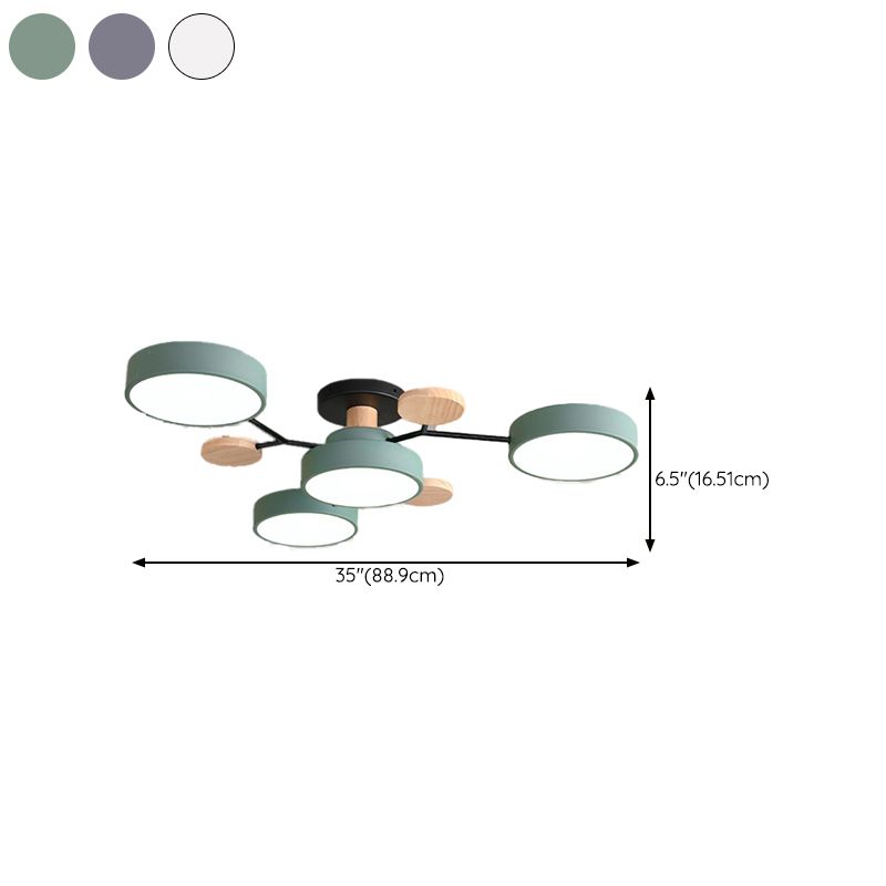 Nordic Style Ceiling Lighting Metal Semi Flush Mount for Living Room